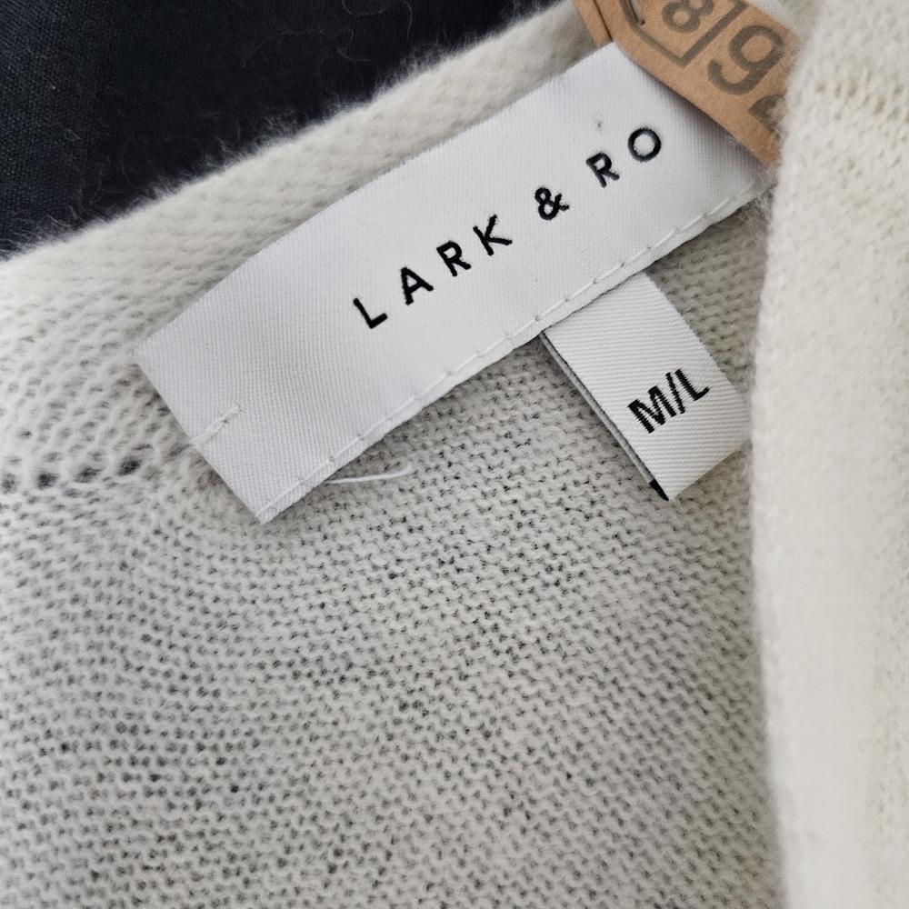 Lark & Ro 100% Cashmere Cream Open Front Cardigan Kimono Sleeve Sweater M/L - Picture 5 of 7